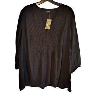 NWT Torrid Black Challis Pleated V Neckline Blouse